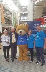 Councillor Madden with the Fostering Bear and members of the fostering team